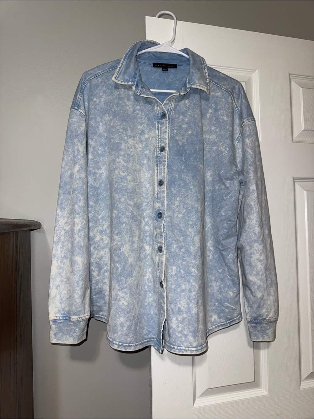 Jane and Delancey Light Blue Acid-Wash Button Down Shirt
